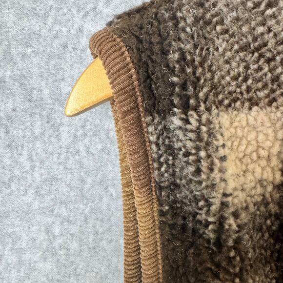 Chaus Vest Plaid Sherpa Equestrian Academia XL Brown Corduroy Preppy Cottage Vtg - Picture 7 of 12